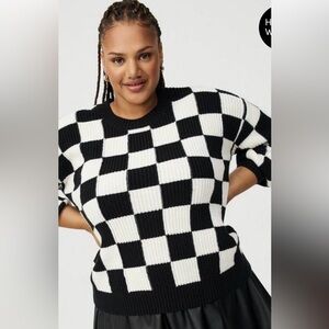 Torrid Black and White Checkered Sweater